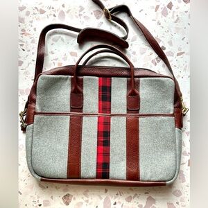 Monte & Coe Italian Wool and Leather Handmade Briefcase Excellent Condition